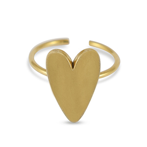 anelli in acciaio inossidabile smalto cuore oro