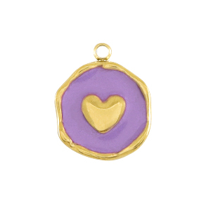 Ciondoli in acciaio inossidabile cuore oro-viola