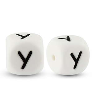 Perline alfabeto in silicone Y bianco-nero