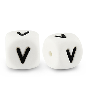 Perline alfabeto in silicone V bianco-nero