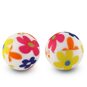 Perline di silicone 15mm fiore multicolore