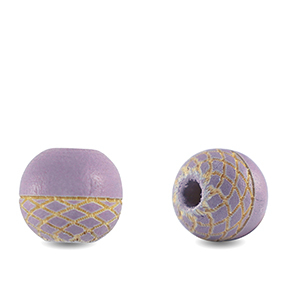 Perline di legno tonde 10mm con motivo viola