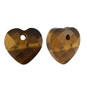 Ciondoli in pietra naturale Occhio di tigre cuore marrone oro