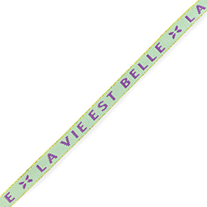 Nastro con testo "la vie est belle" menta verde
