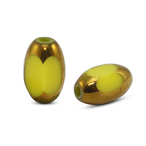 Perline di vetro ovale sfaccettate giallo-oro