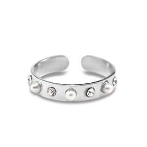 Anelli in acciaio inossidabile perle argento