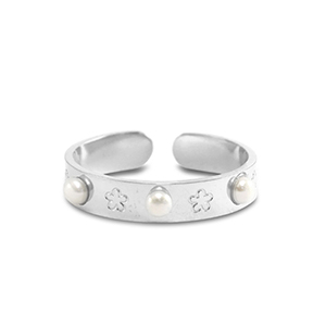 Anelli in acciaio inossidabile perle argento