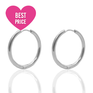 Orecchini in acciaio inossidabile 19mm a cerchio argento