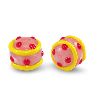 Perline in acrilico punti rosa rosso-giallo