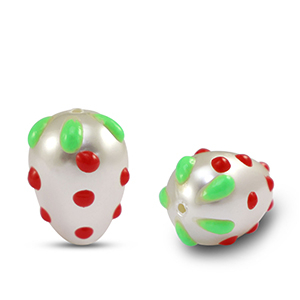 Perline in acrilico fragola perla-rosso verde