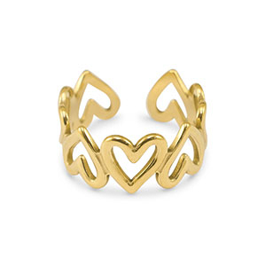 Anelli in acciaio inossidabile cuore oro