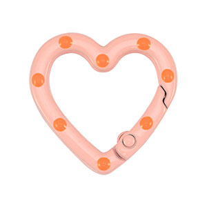 Componenti colorati anello bris&eacute; portachiavi cuore rosa-arancione