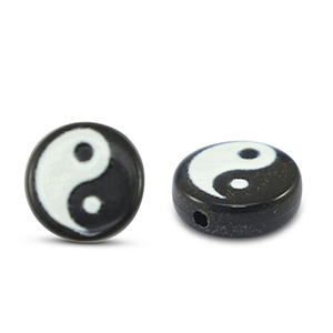 Perline alfabeto in acrilico Yin & Yang nero-bianco