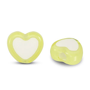Perline in acrilico cuore giallo chiaro-bianco
