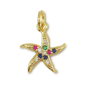 Metallo TQ in ottone ciondolo stella marina oro-multicolore