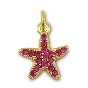 Metallo TQ in ottone ciondolo stella marina oro-magenta