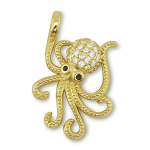 Metallo TQ in ottone ciondolo polpo oro