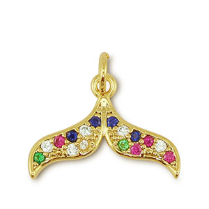 Metallo TQ in ottone ciondolo coda oro-multicolore