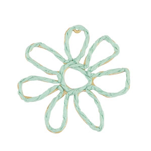 Pendenti in rafia fiore 55mm verde menta