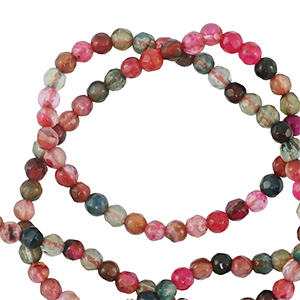Perline in pietra naturale 3mm sfaccettate effetto multicolore rosa-verde