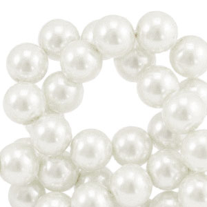 Perline di vetro con effetto perlato 10mm bianco