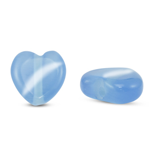 Perline di vetro Occhio di gatto cuore blu