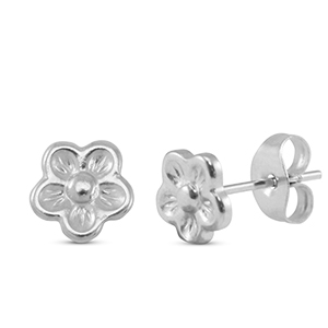 Orecchini in acciaio inossidabile fiore argento