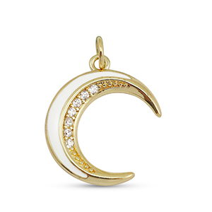 Metallo TQ in ottone ciondolo zirconia luna oro-bianco