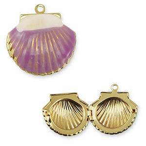 Metallo TQ in ottone ciondolo conchiglia oro-viola