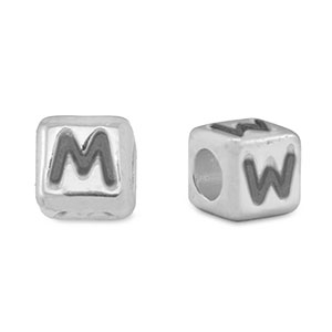 Perline alfabeto di metallo DQ M/W argento antico (privo di nichel)