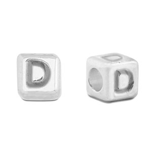 Perline alfabeto di metallo DQ D argento antico (privo di nichel)
