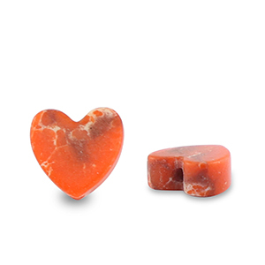 Perline in pietra naturale cuore arancione-bianco-marrone