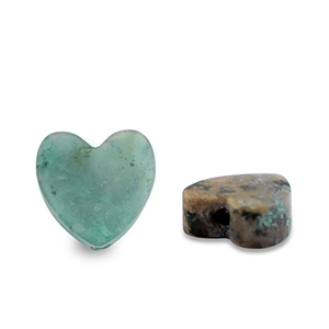 Perline in pietra naturale Calcite cuore verde-nero