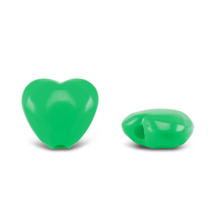 Perline in acrilico cuore verde