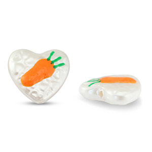Perline in acrilico cuore con carota perla-arancione-verde