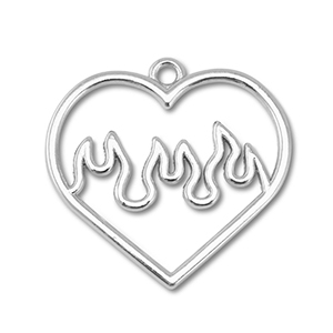 Ciondoli di metallo cuore con fiamme argento