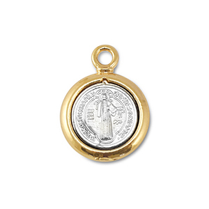 Ciondoli di metallo tondi con santo argento-oro