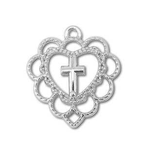 Ciondoli di metallo cuore con croze argento