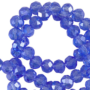 Perline sfaccettate 6x4mm rondella blu reale trasparente