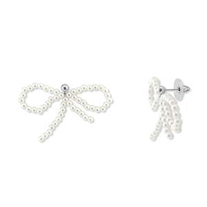 Orecchini alla moda fiocco bianco-argento