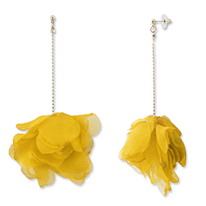Orecchini alla moda chiffon fiore giallo-oro