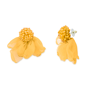 Orecchini alla moda chiffon fiore giallo-oro