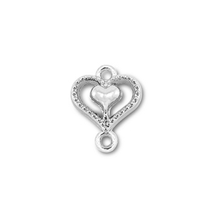 Ciondoli di metallo distanziatore cuore con cuore argento