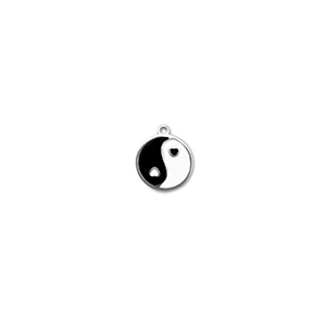 Ciondoli in acciaio inossidabile tonda Yin & Yang argento-nero-bianco