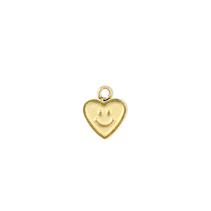 Ciondoli in acciaio inossidabile cuore con smiley oro