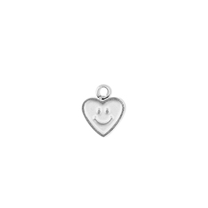 Ciondoli in acciaio inossidabile cuore con smiley argento