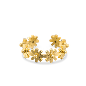 Anelli in acciaio inossidabile fiore oro