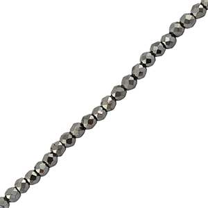 Perline sfaccettate tonde 2mm  gunmetal metallico