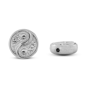 Perline in acciaio inossidabile Yin & Yang argento