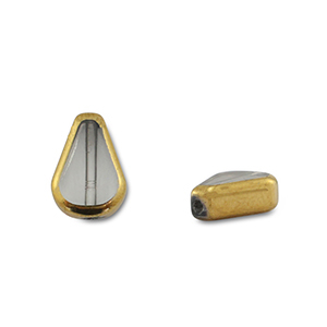 Perline di vetro goccia grigio trasparente-oro